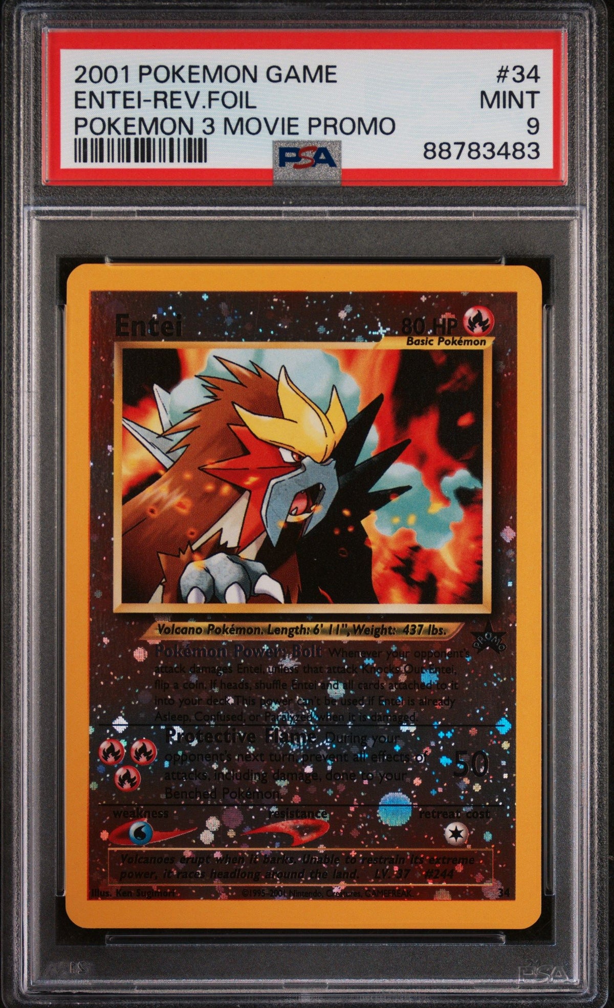 2001 Pokemon Game Movie Entei-Rev.Foil Pokemon 3 Movie Promo PSA 9 88783483