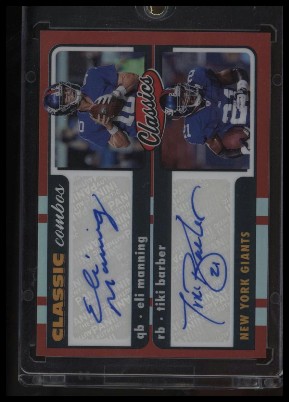 2022 Panini Classics Eli Manning / Tiki Barber Classic Combos Signatures Red #/6