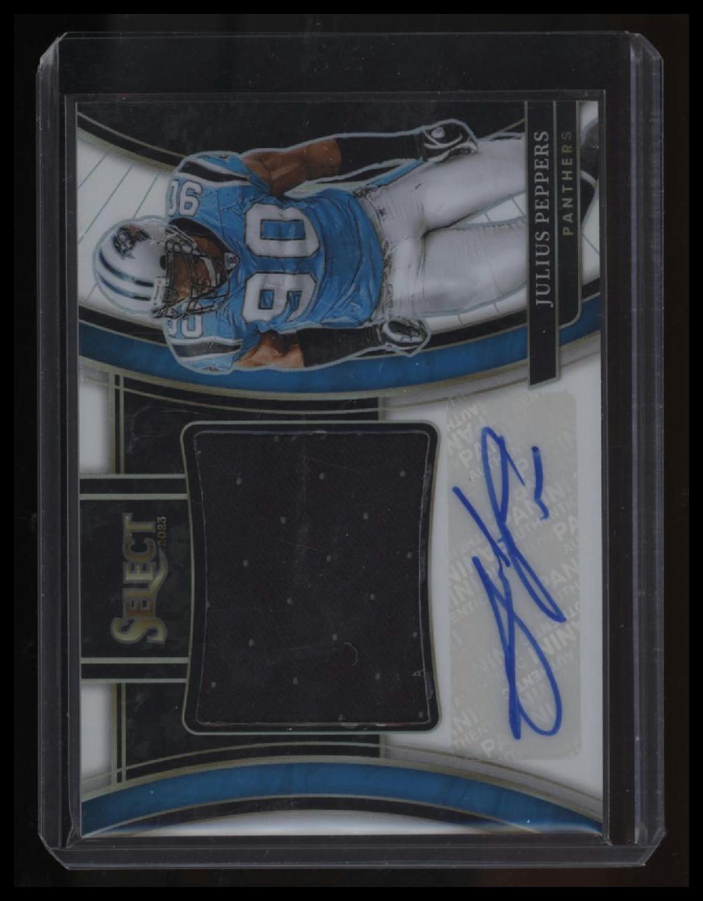 2023 Panini Select Julius Peppers Jumbo Signature Swatches White Prizm #/75