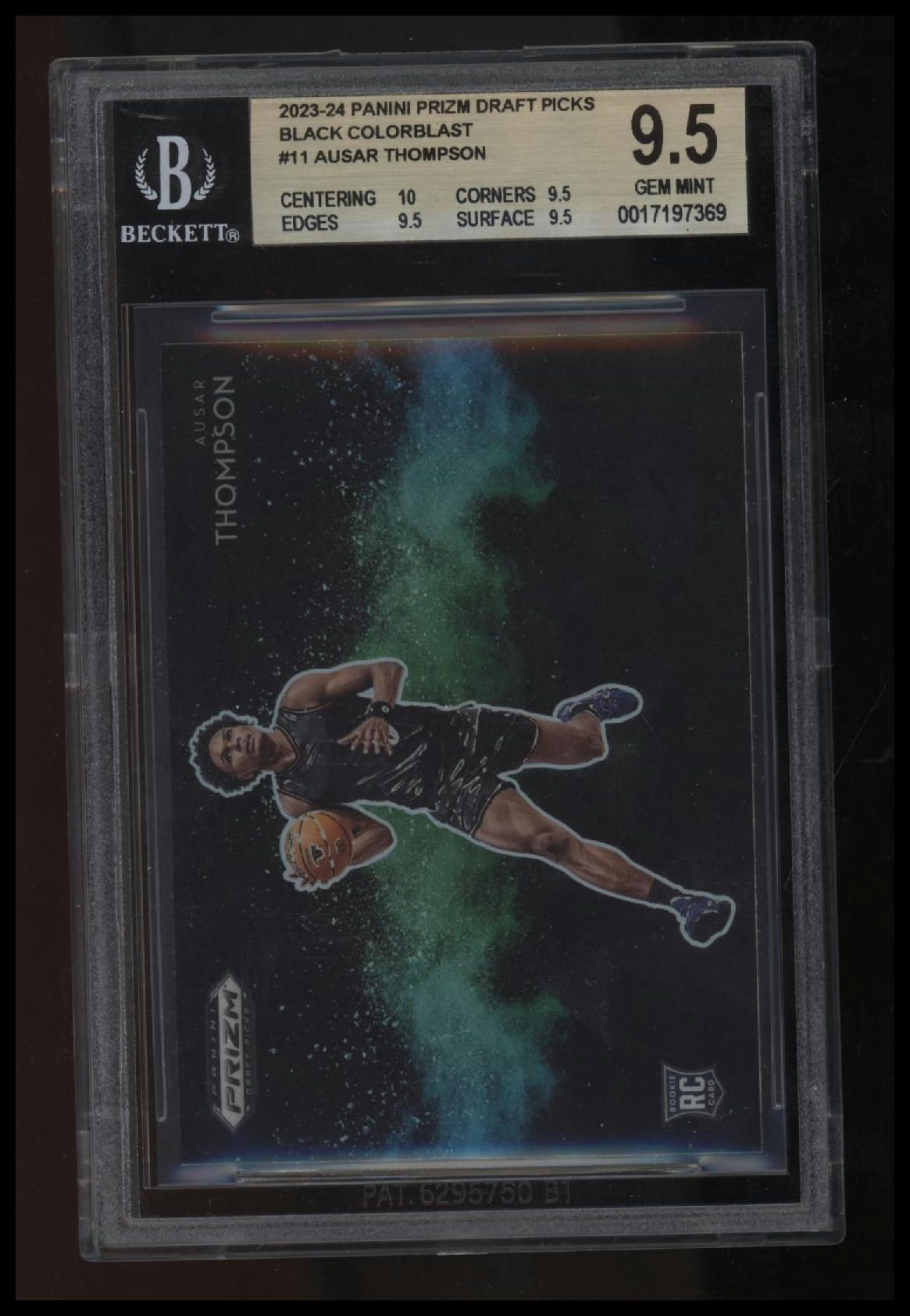 2023-24 Panini Prizm Draft Picks Black Colorblast Ausar Thompson BGS 9.5