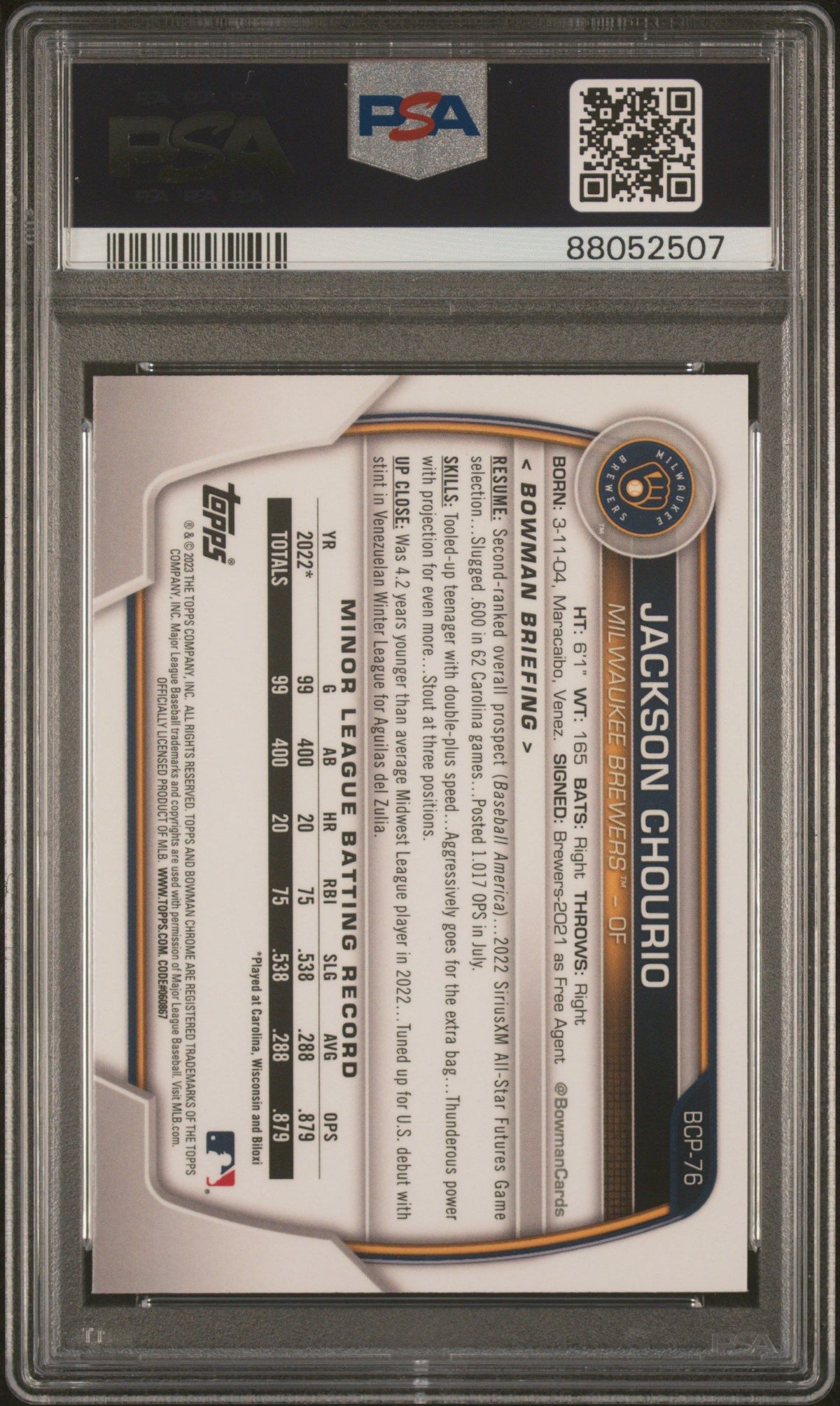 2023 Bowman Mega Box Chrome Jackson Chourio Chrome PSA 10