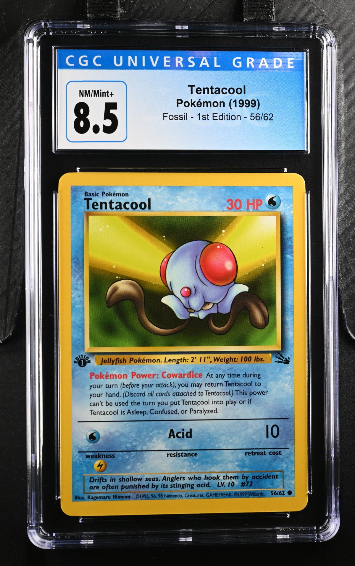 1999 Fossil - 1st Edition Tentacool CGC 8.5