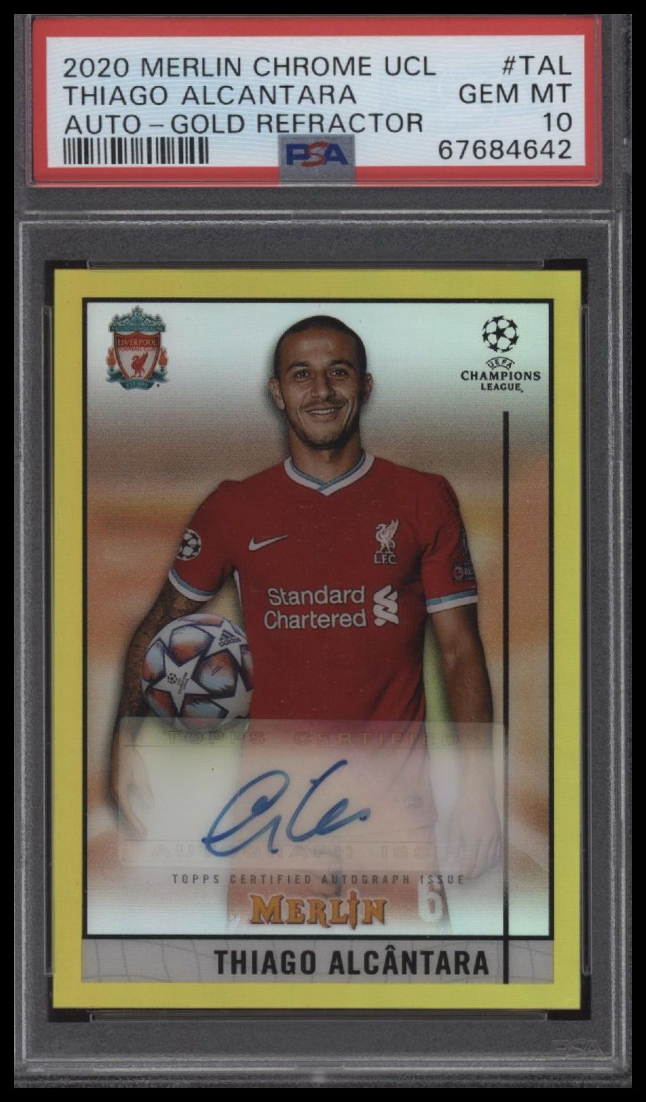 2020 Topps Merlin Chrome #TAL Thiago Alcantara Auto-Gold PSA 10