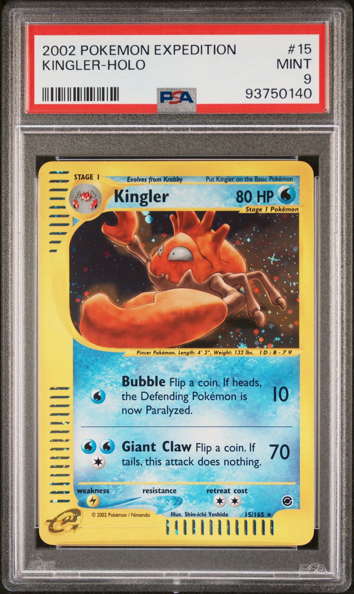 2002 Pokemon Expedition Kingler-Holo PSA 9