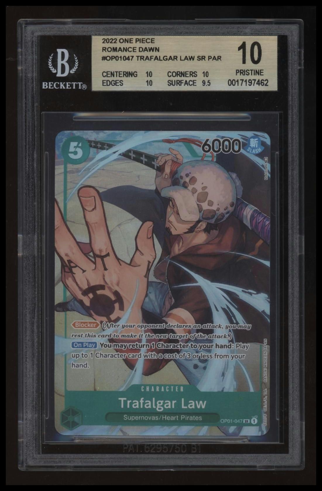 2022 One Piece Romance Dawn Trafalgar Law ALT ART SR BGS 10.0