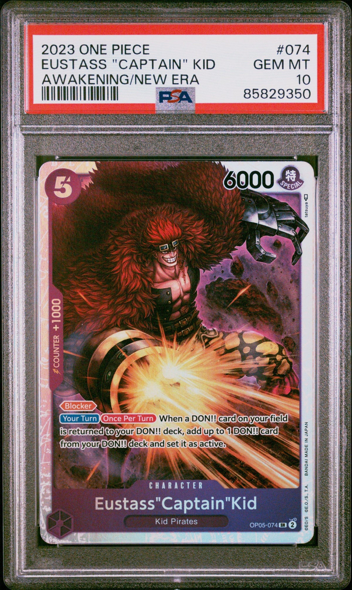 2023 One Piece Awakening Of The New Era Eustass &quot;Captain&quot; Kid PSA 10