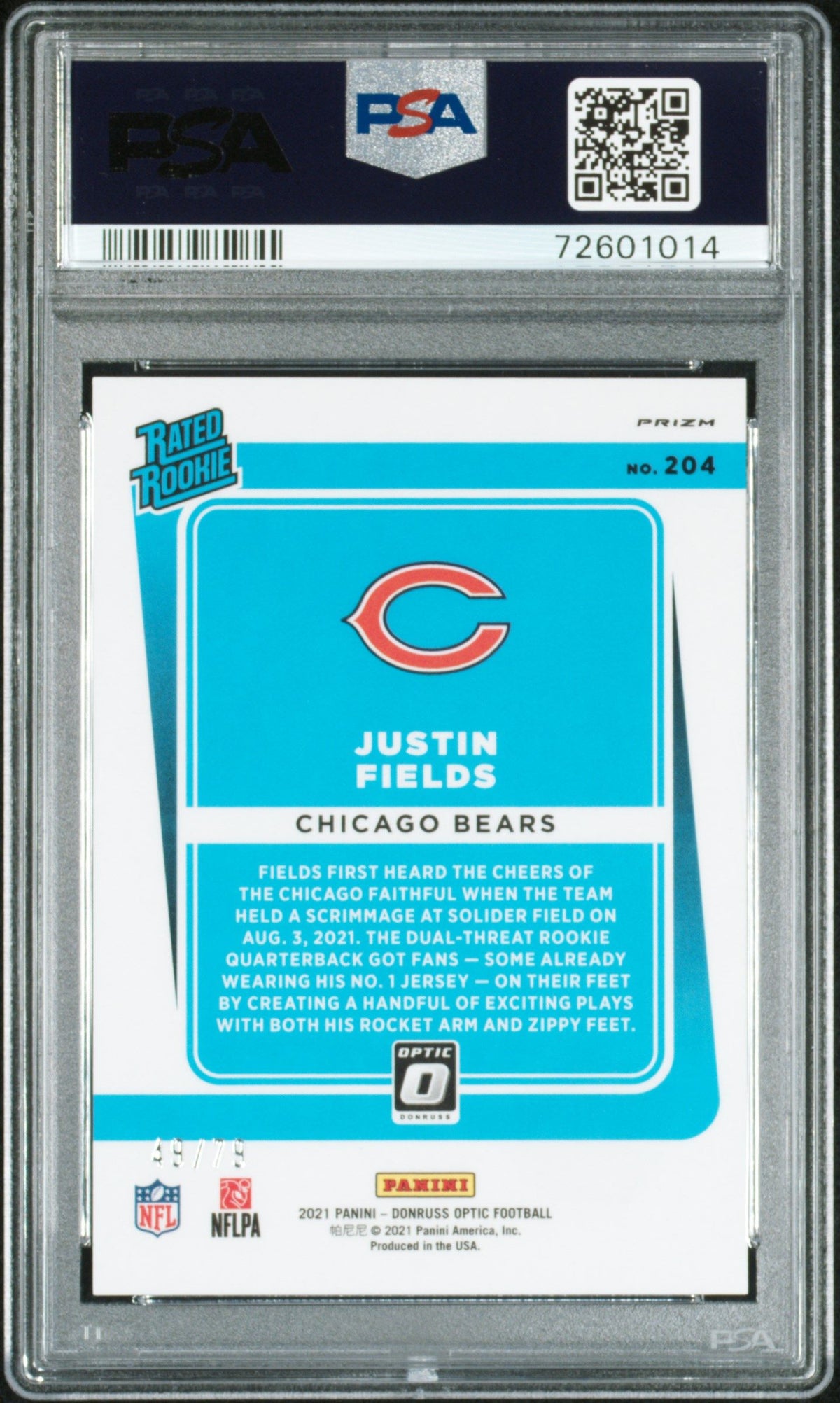 2021 Panini Donruss Optic Justin Fields Pink Velocity PSA 9