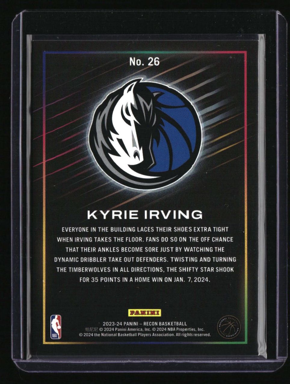 2023-24 Panini Recon Kyrie Irving Holo Platinum Swirl FOTL #/3