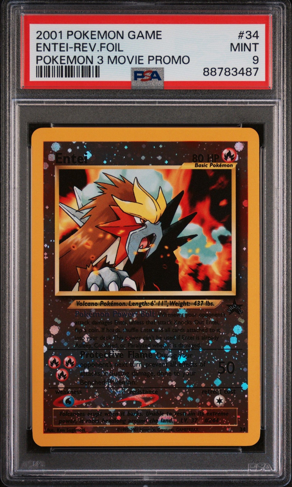 2001 Pokemon Game Movie Entei-Rev.Foil Pokemon 3 Movie Promo PSA 9 88783487