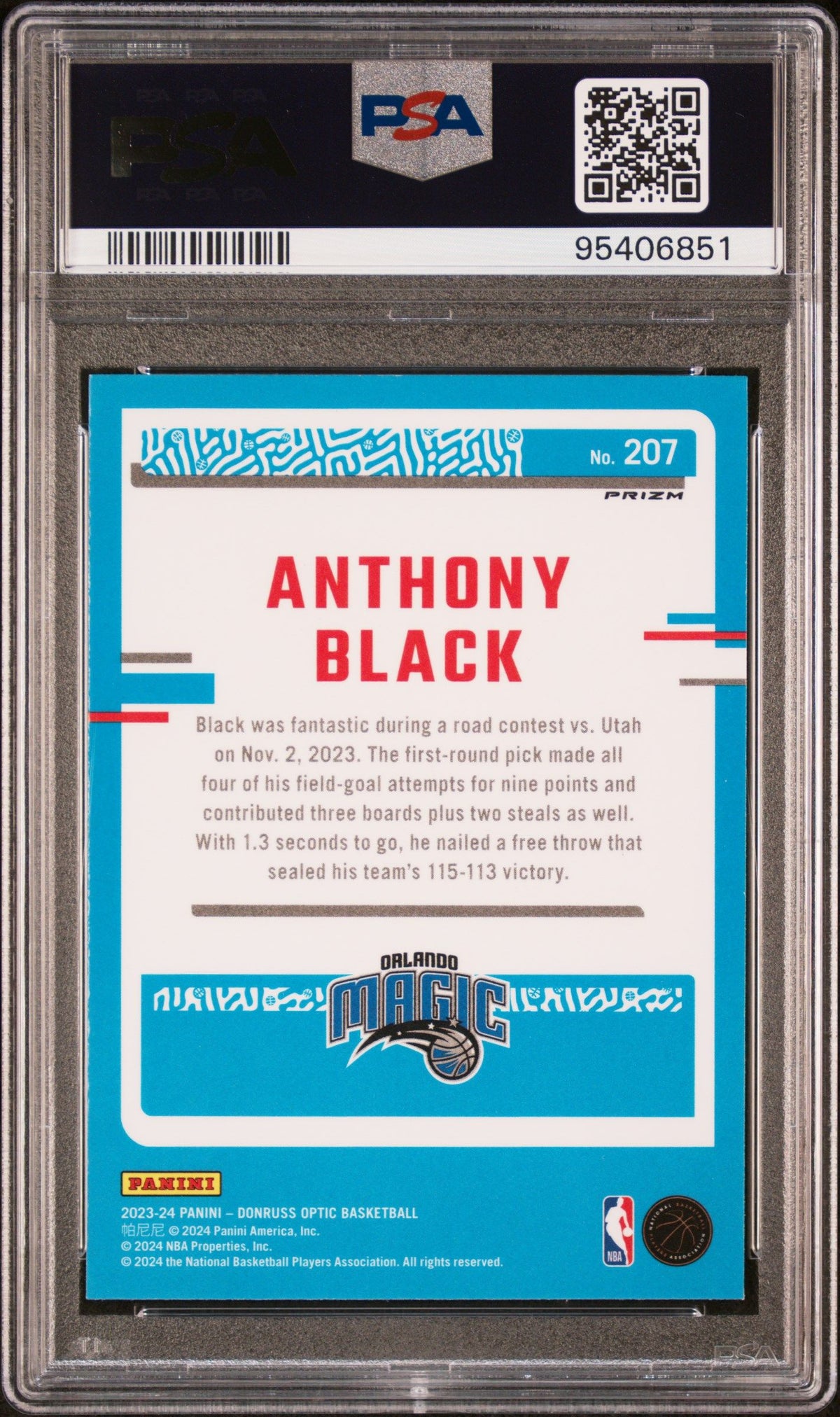 2023 Panini Donruss Optic Anthony Black Hyper Pink PSA 9