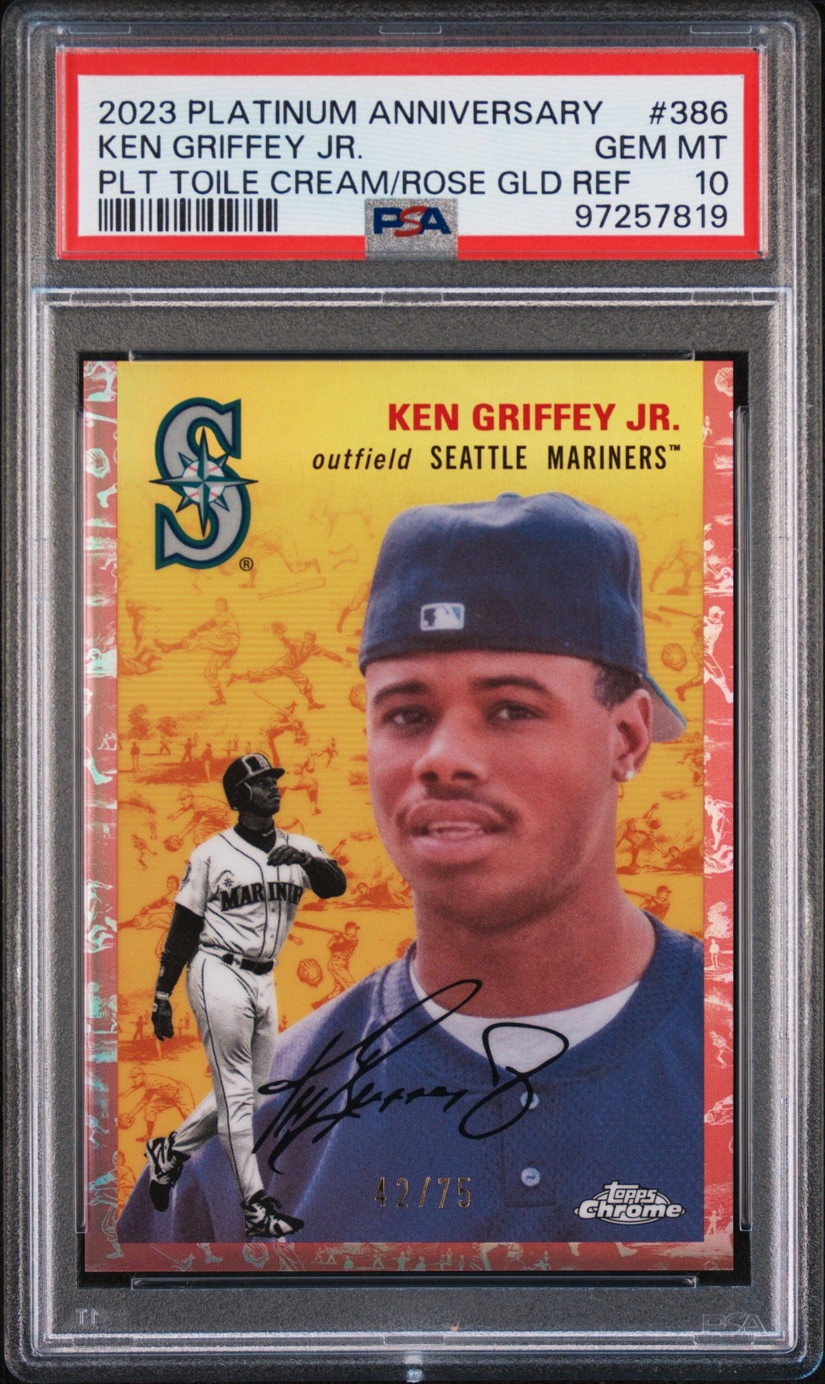 2023 Platinum Anniversary Ken Griffey Jr. Plt Toile Cream/Rose Gld Ref PSA 10