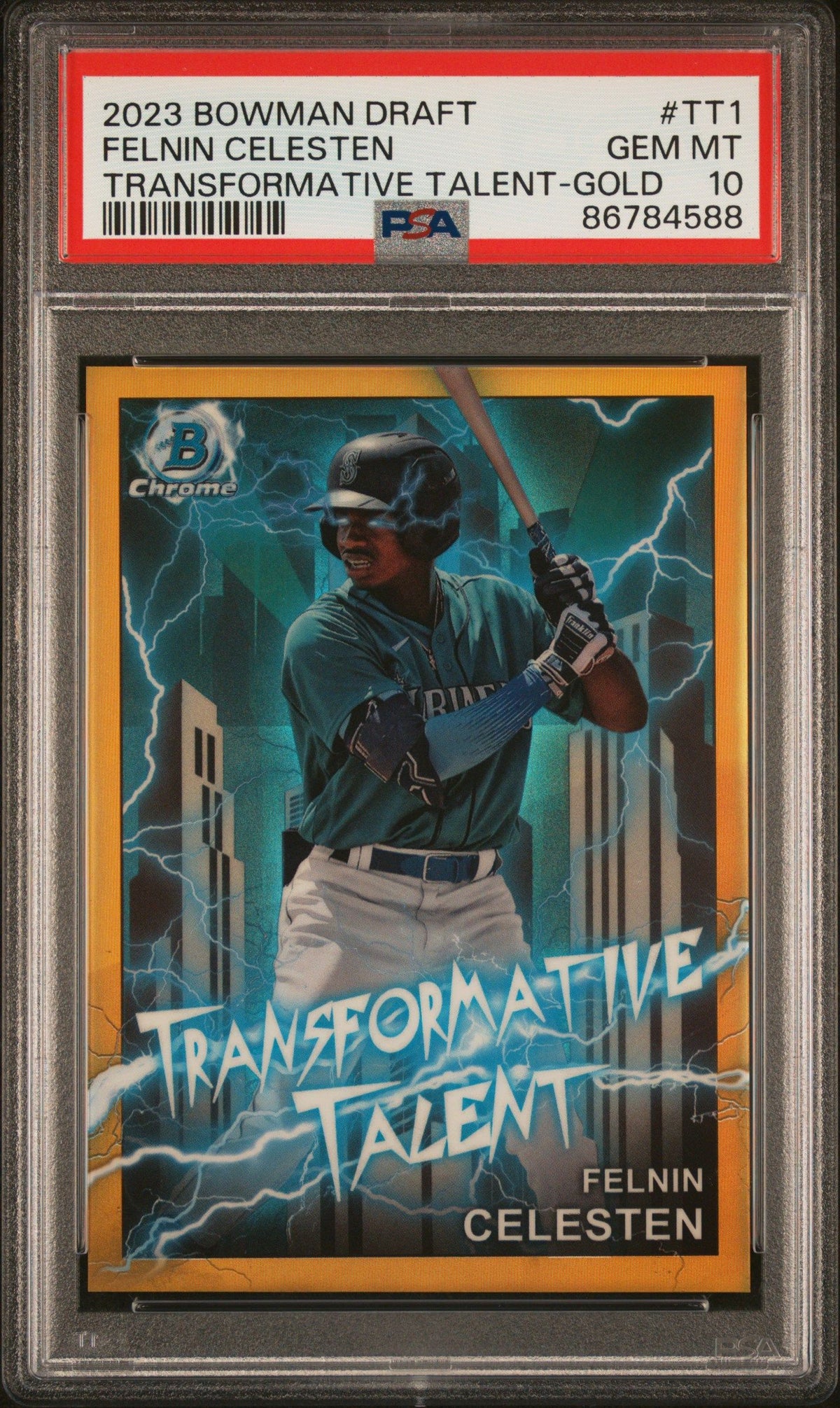 2023 Bowman Draft Felnin Celesten Transformative Talent-Gold PSA 10