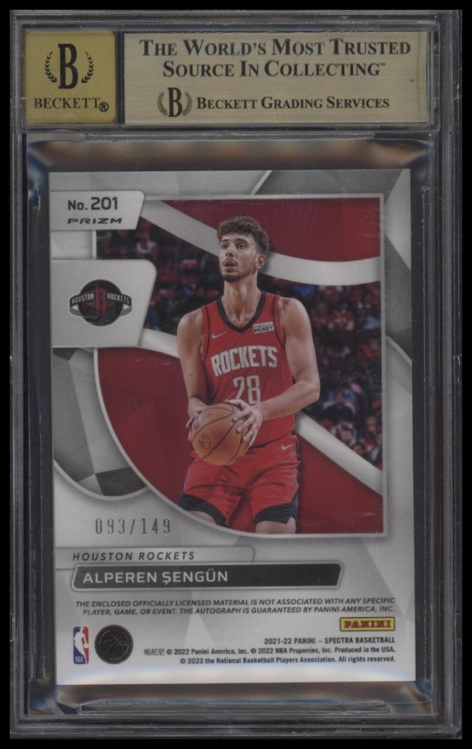 2021-22 Panini Spectra Alperen Sengun JSY AU BGS 9.5