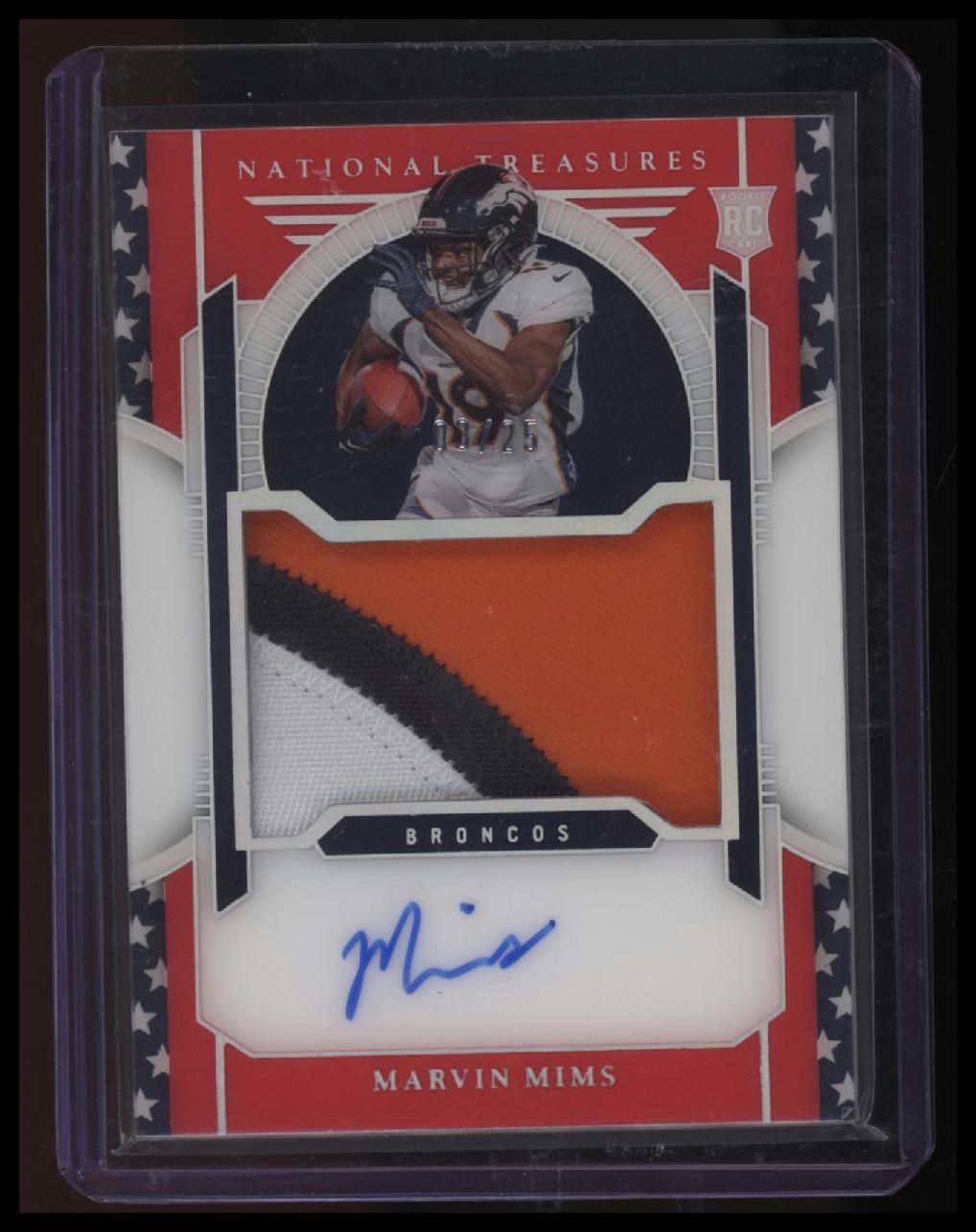 2023 National Treasures Marvin Mims RPA Stars and Stripes Holo Silver #/25