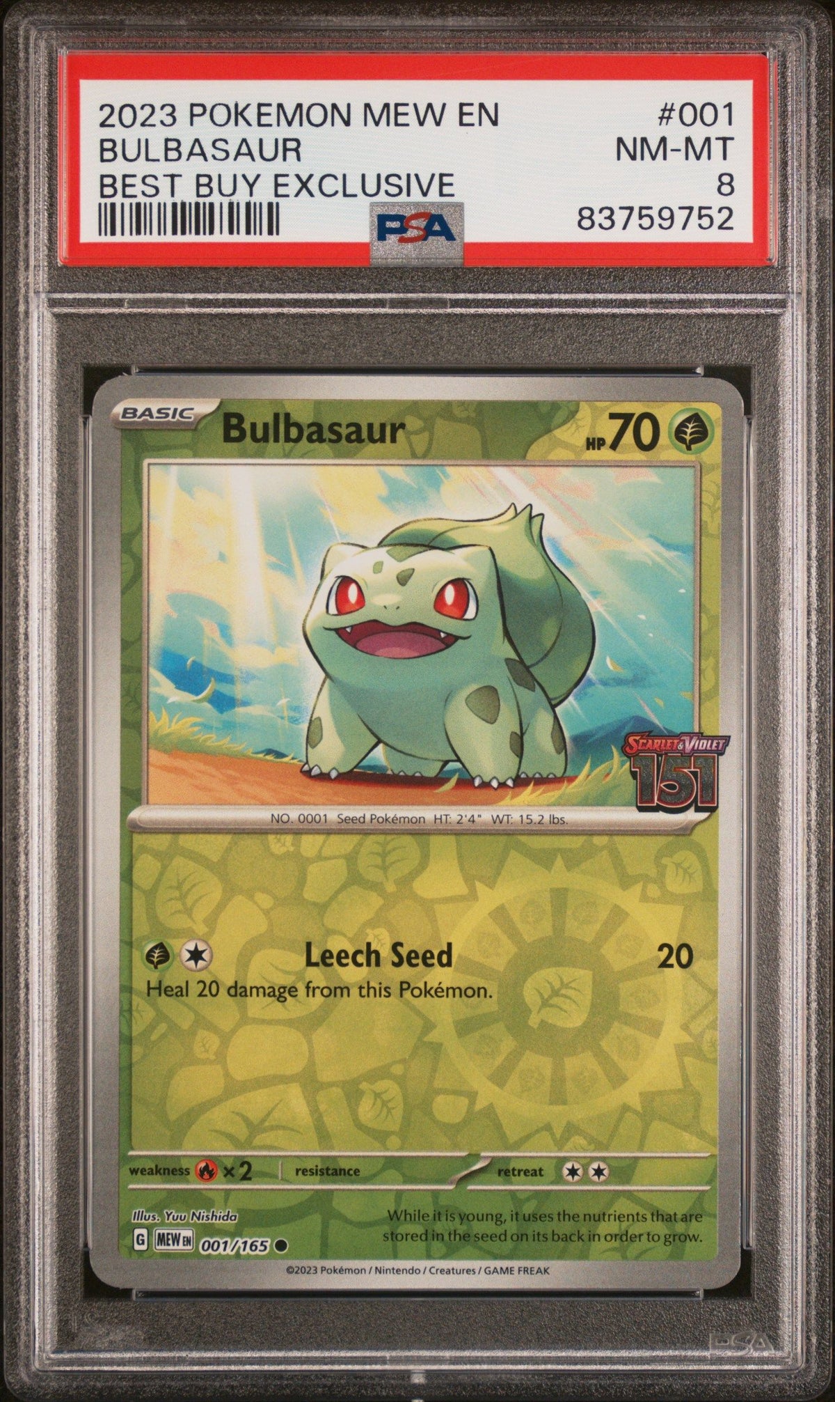 2023 Pokemon Mew En-151 Bulbasaur Best Buy Exclusive PSA 8