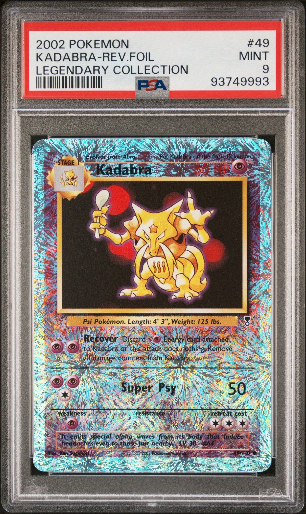 2002 Pokemon Legendary Collection Kadabra-Rev.Foil Legendary Collection PSA 9