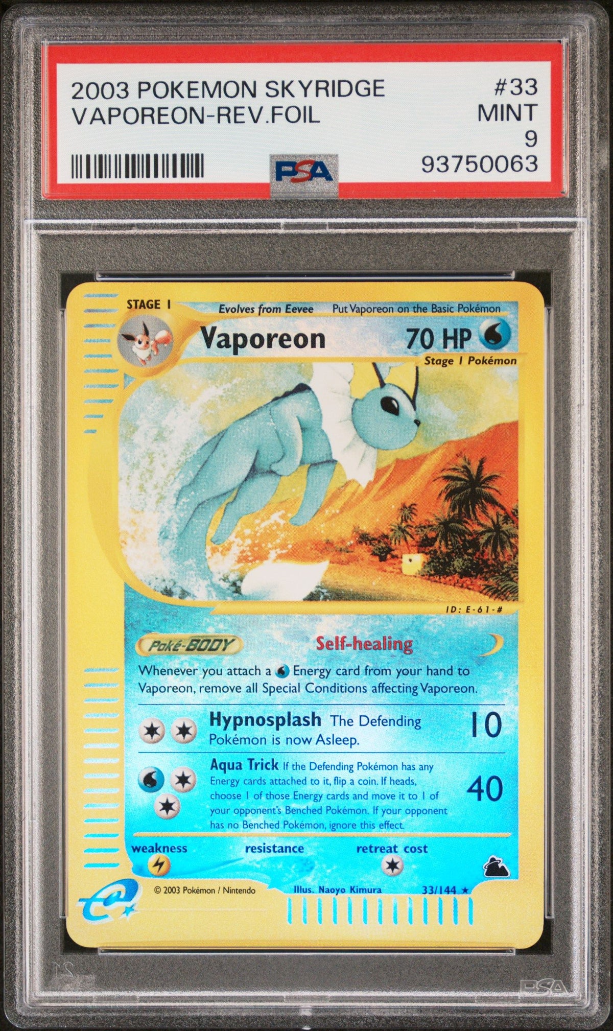 2003 Pokemon Skyridge Vaporeon-Rev.Foil PSA 9