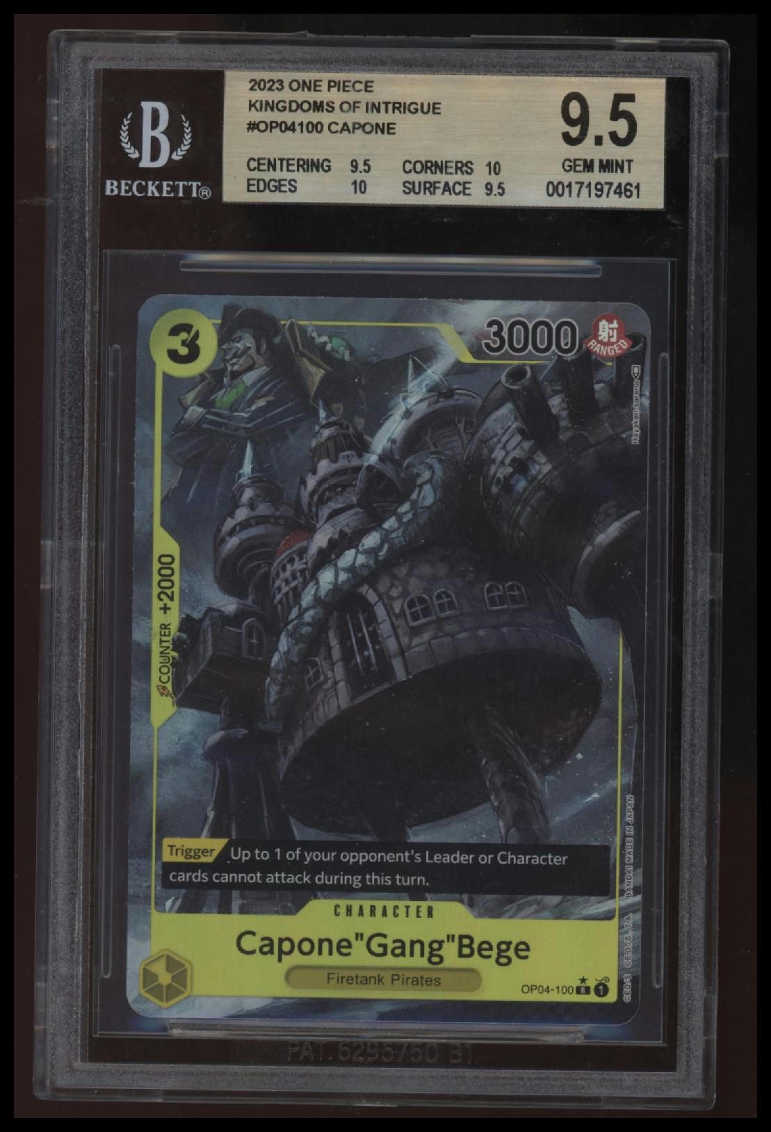 2023 One Piece Kingdoms of Intrigue Capone &quot;Gang&quot; Bege ALT ART R BGS 9.5