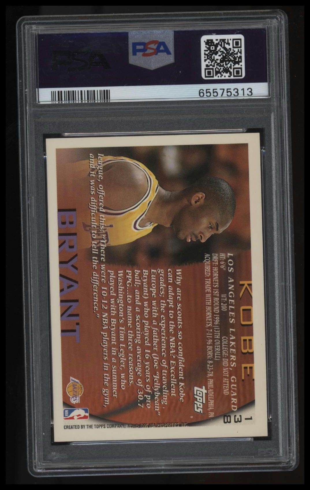 1996 Topps Kobe Bryant PSA 9