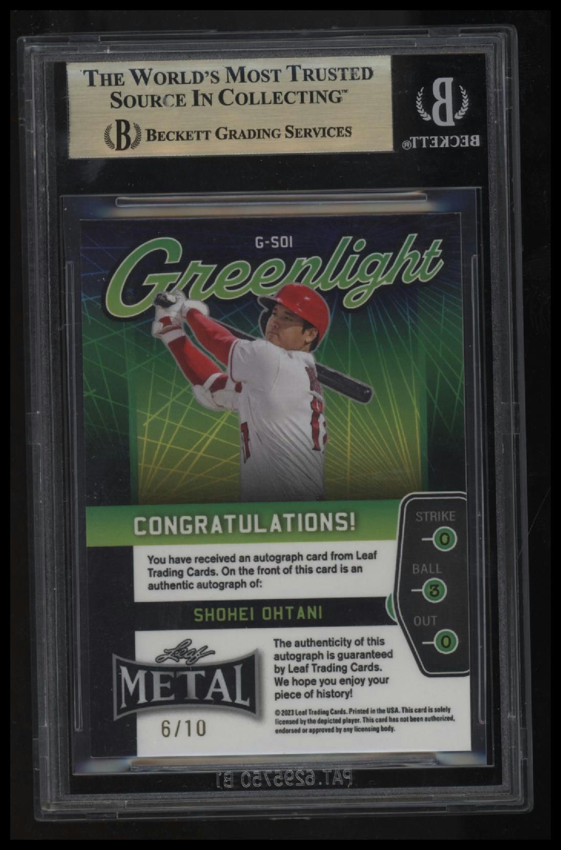 2023 Leaf Metal Greenlight Autographs Shohei Ohtani BGS 9.5