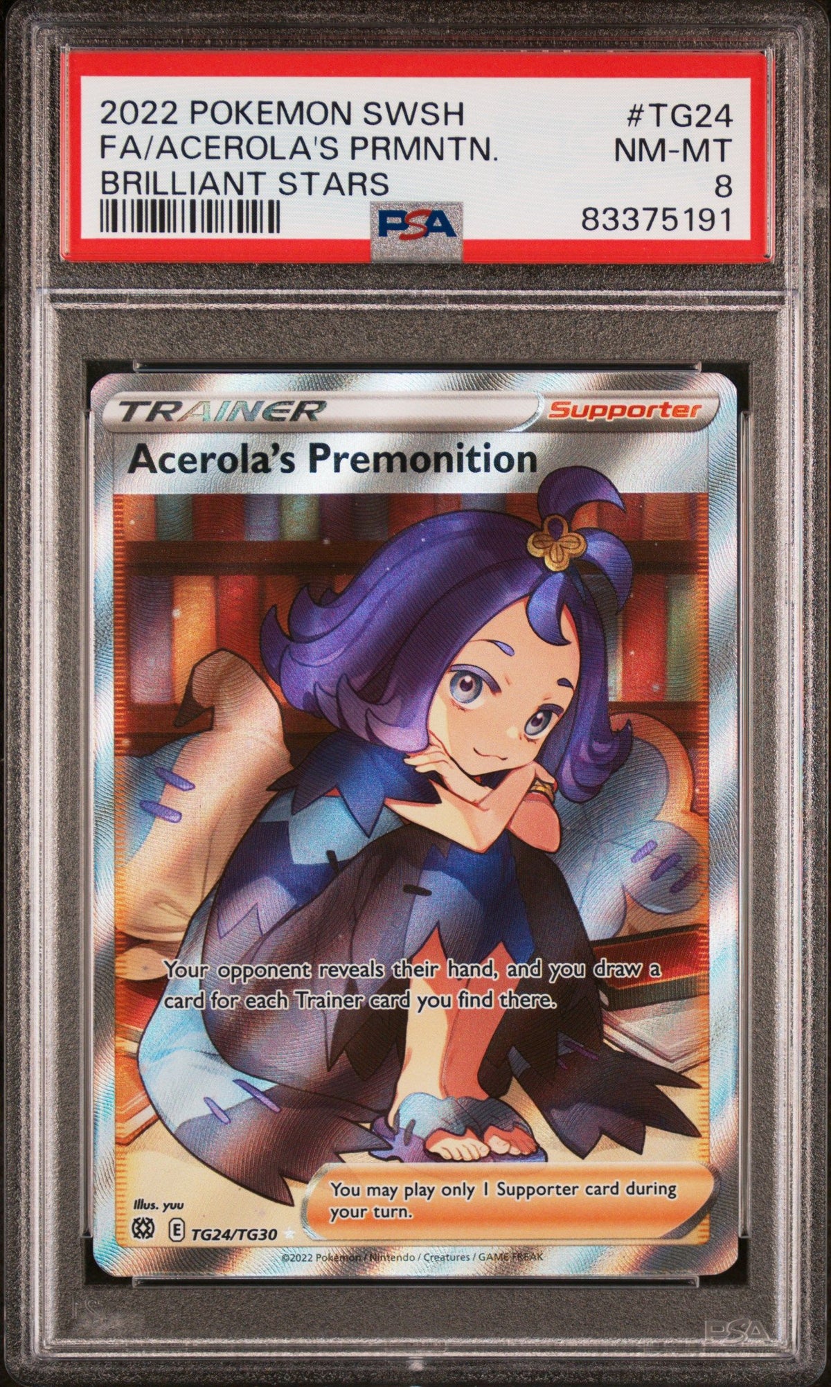 2022 Pokemon Sword &amp; Shield Brilliant Stars Acerola&#39;S Prmntn. PSA 8