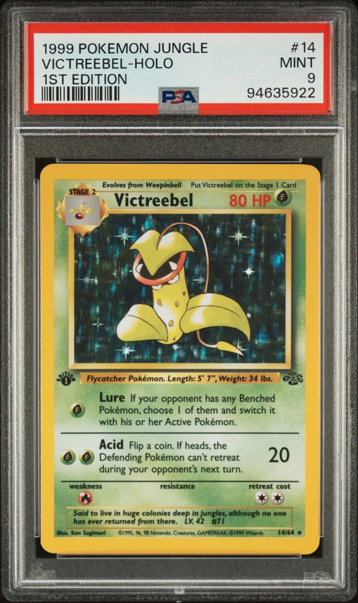 1999 Pokemon Jungle Victreebel-Holo 1st Edition PSA 9