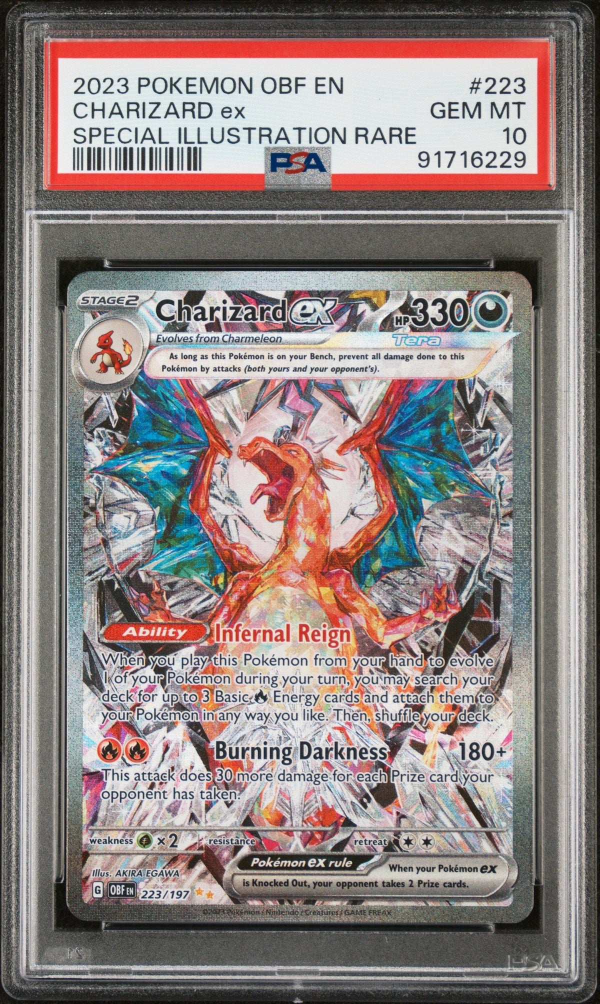 2023 Pokemon Obsidian Flames Charizard Ex Special Illustration Rare PSA 10