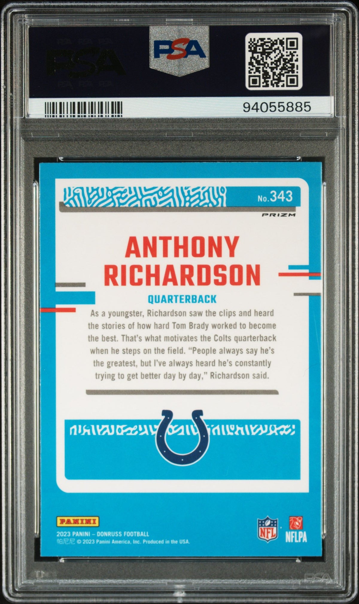 2023 Panini Donruss Anthony Richardson Optic Preview-Blue Scope PSA 10