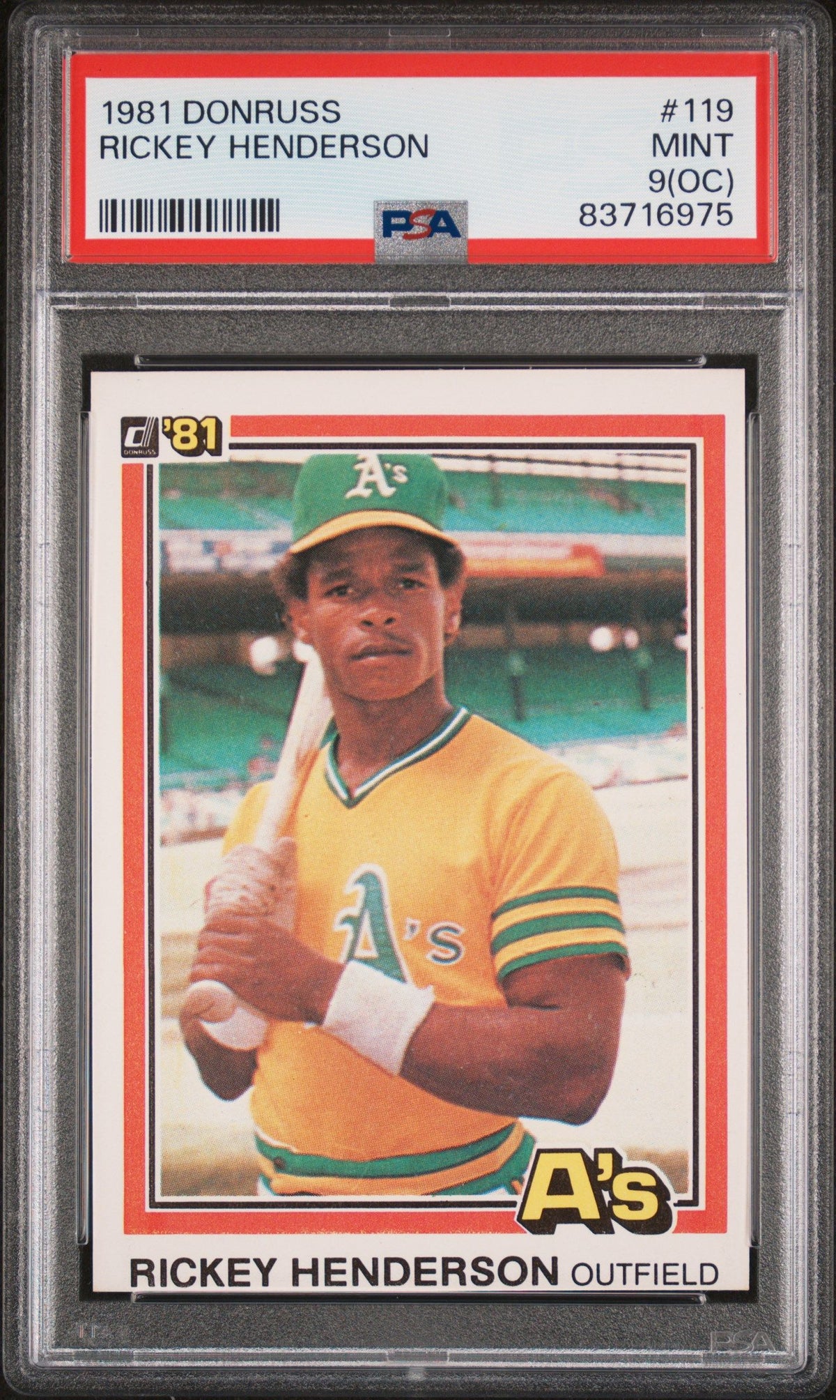 1981 Donruss #119 Rickey Henderson PSA 9