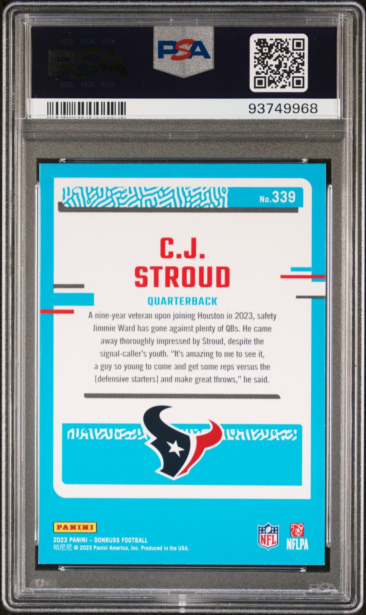 2023 Panini Donruss #339 Cj Stroud PSA 10