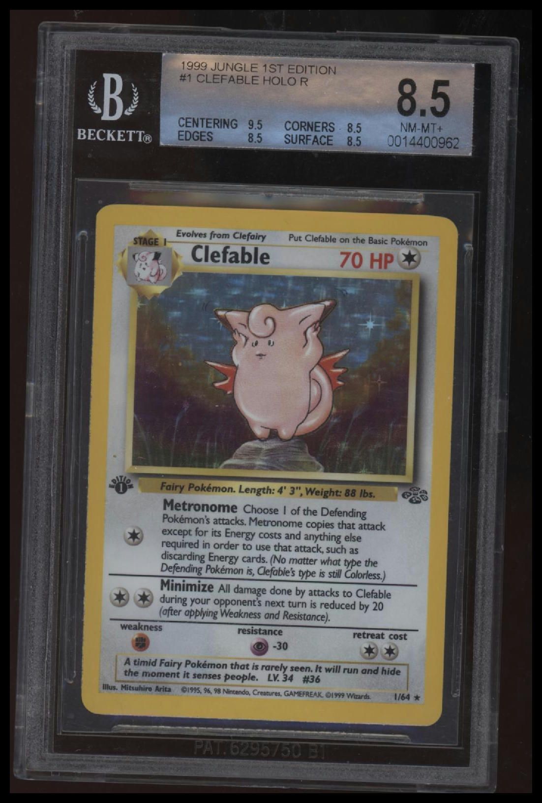 1999 Pokemon Jungle 1st Edition Clefable HOLO R BGS 8.5