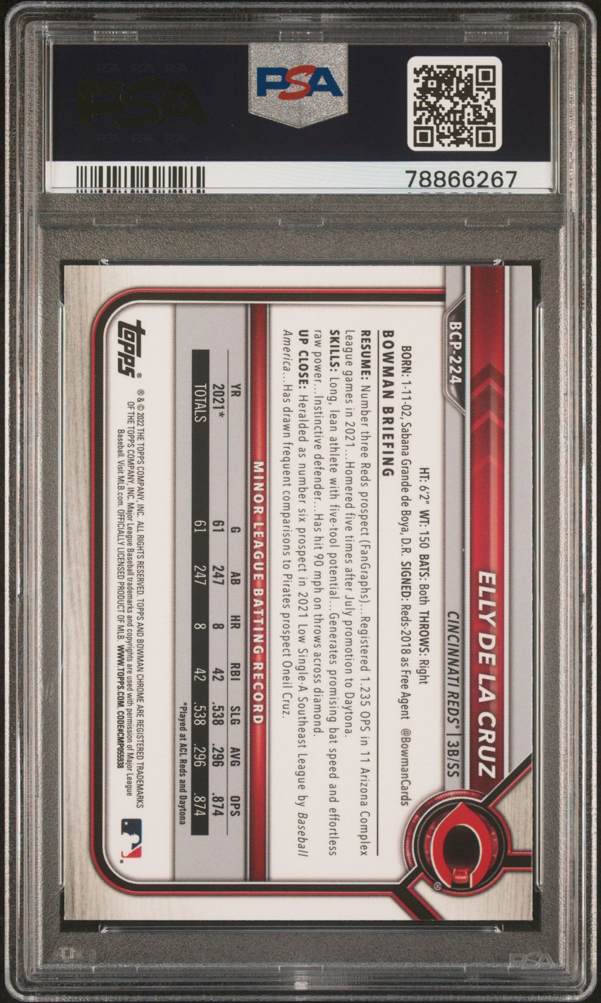 2022 Bowman Mega Box Chrome Elly De La Cruz PSA 10