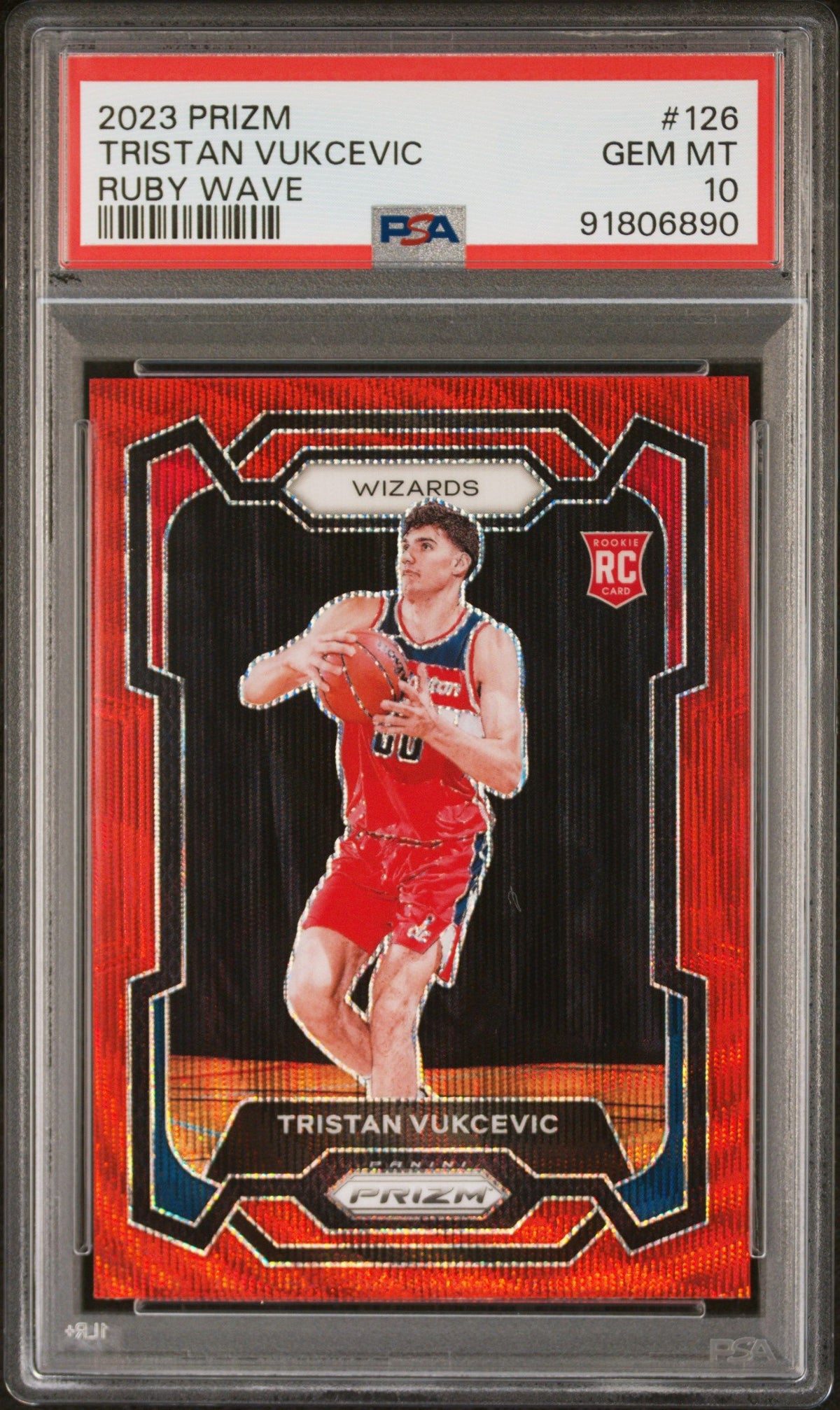 2023 Panini Prizm Tristan Vukcevic Ruby Wave PSA 10