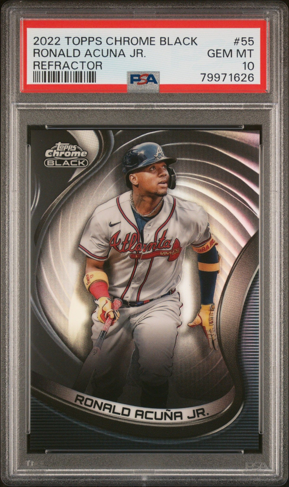 2022 Topps Chrome Black #55 Ronald Acuna Jr. Refractor PSA 10