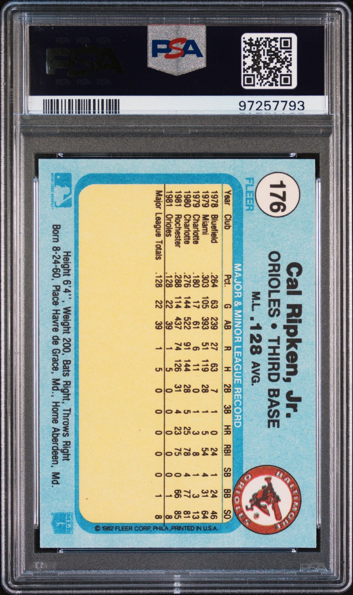 1982 Fleer Cal Ripken Jr. PSA 9