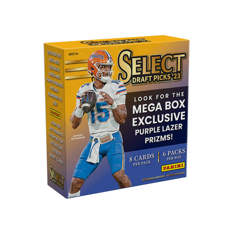 2023 Panini Select Draft Picks Collegiate Football Mega Box (Purple Lazer Prizms)