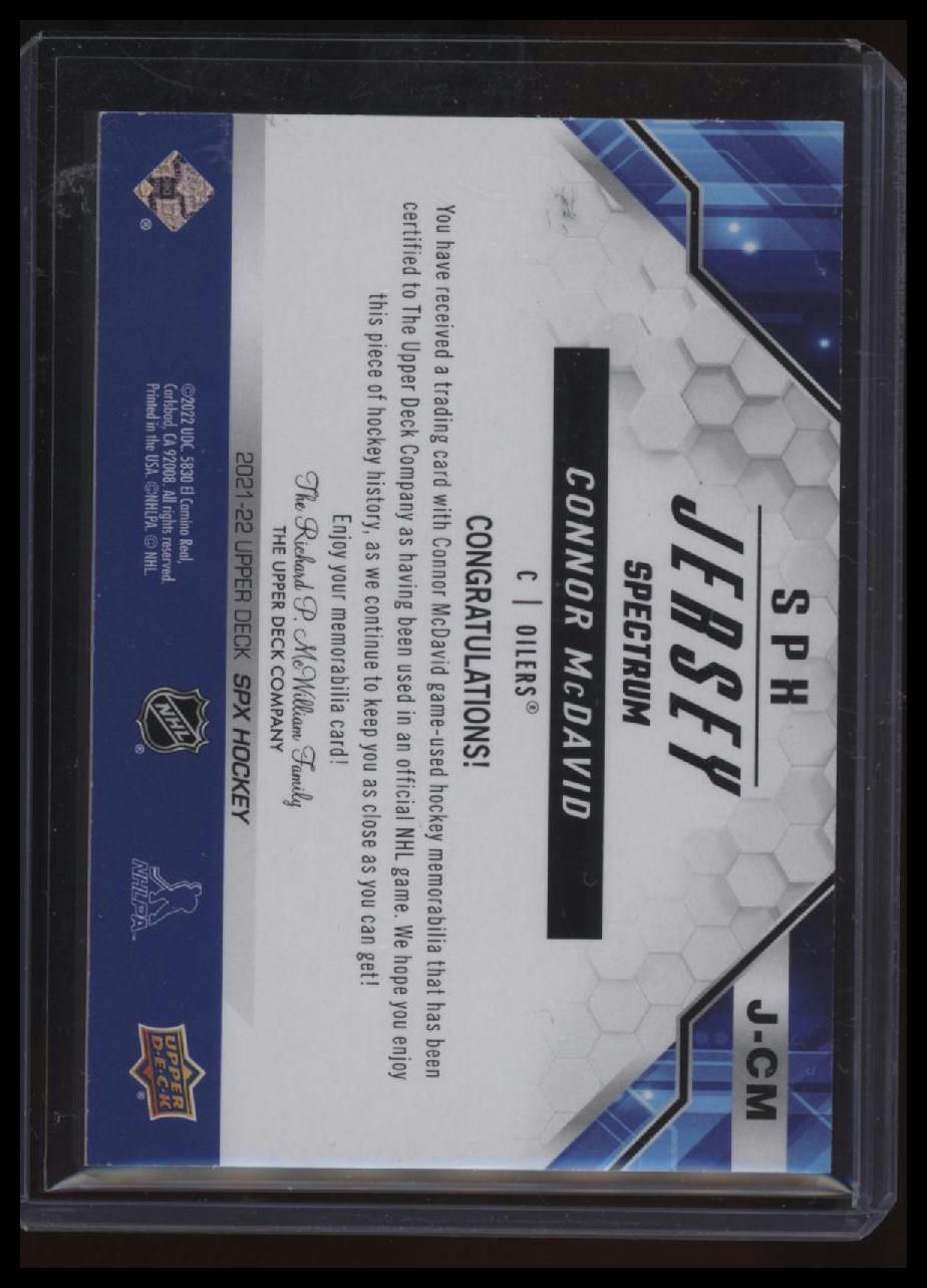 2021-22 SPx Connor McDavid SPx Jerseys Gold Spectrum #/65