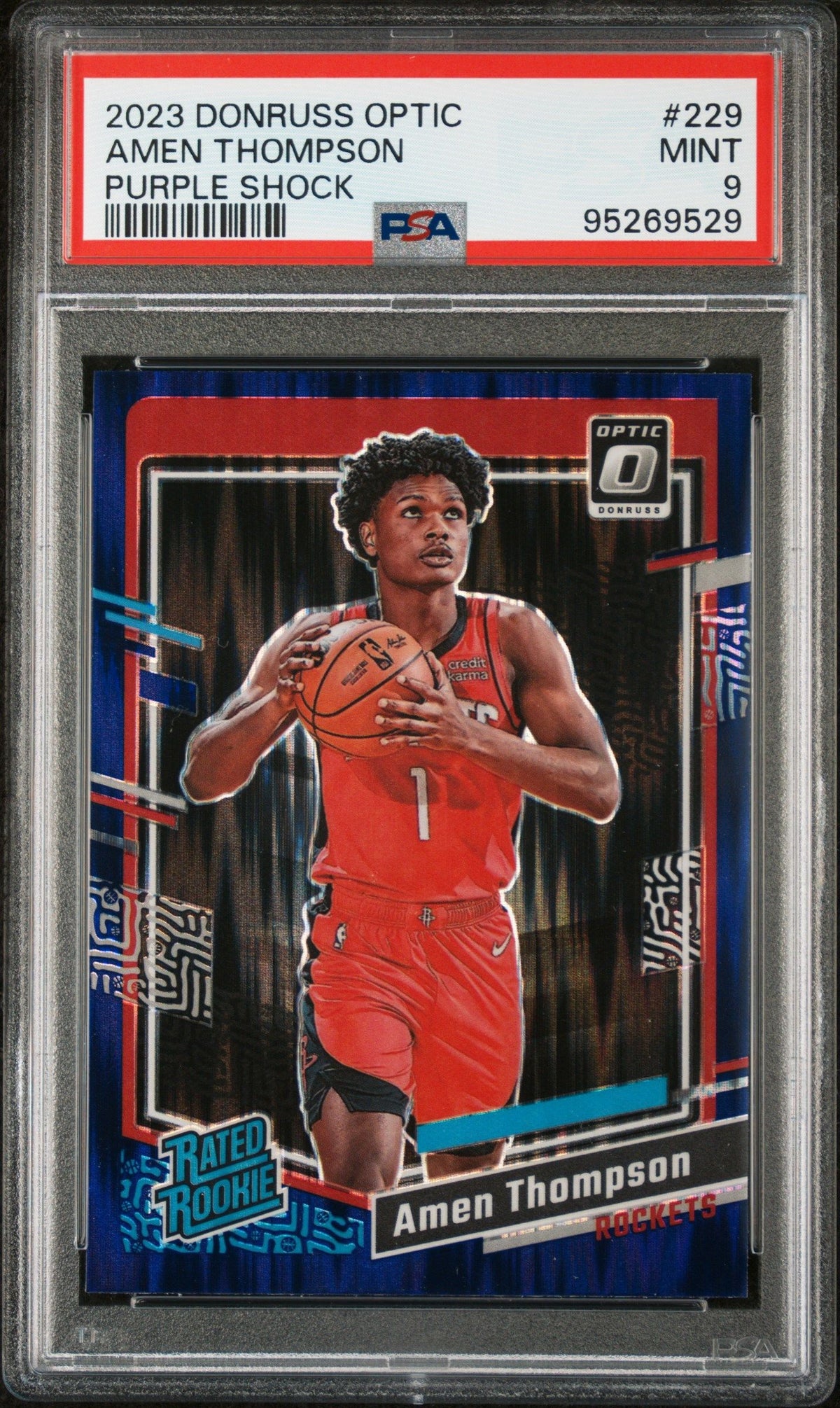 2023 Panini Donruss Optic Amen Thompson Purple Shock PSA 9