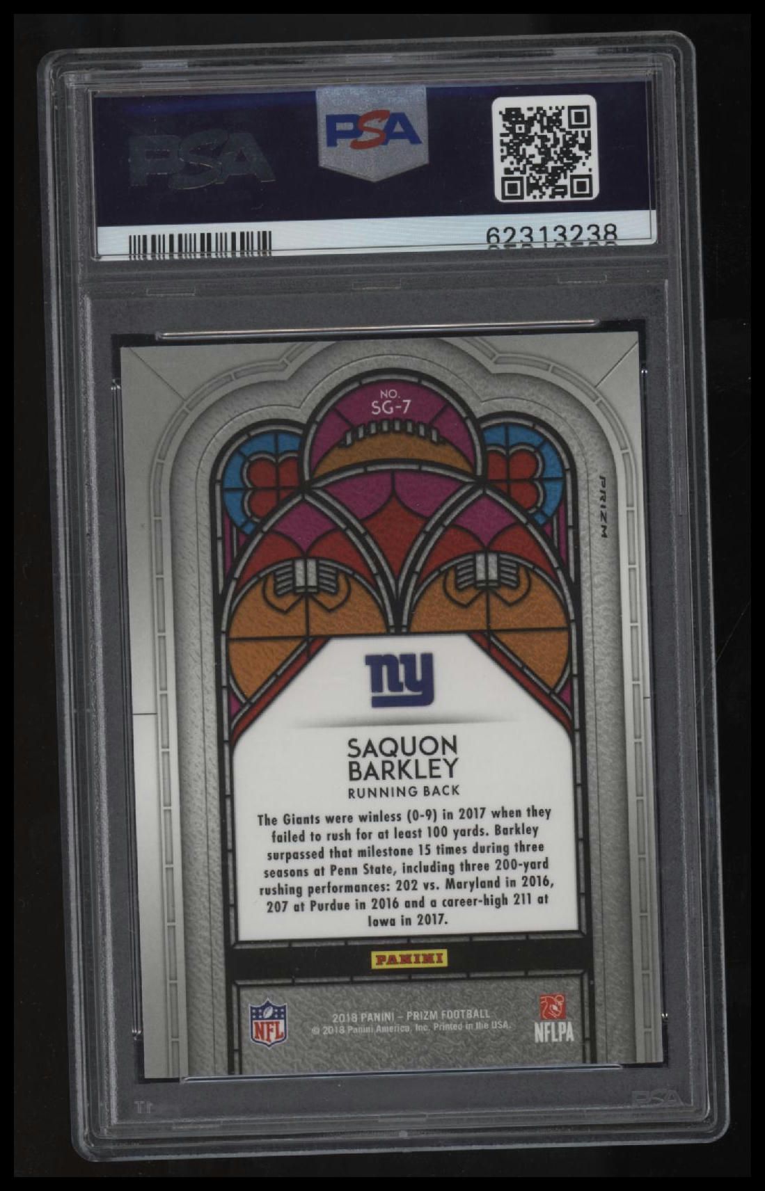 2018 Panini Prizm Stained Glass Saquon Barkley Stained Glass PSA 10