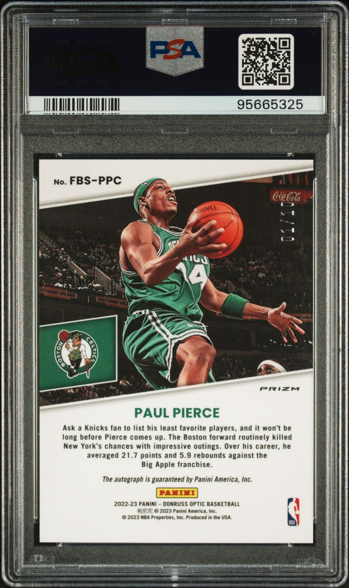 2022 Panini Donruss Optic Paul Pierce Fast Break Signatures-Gold PSA 10