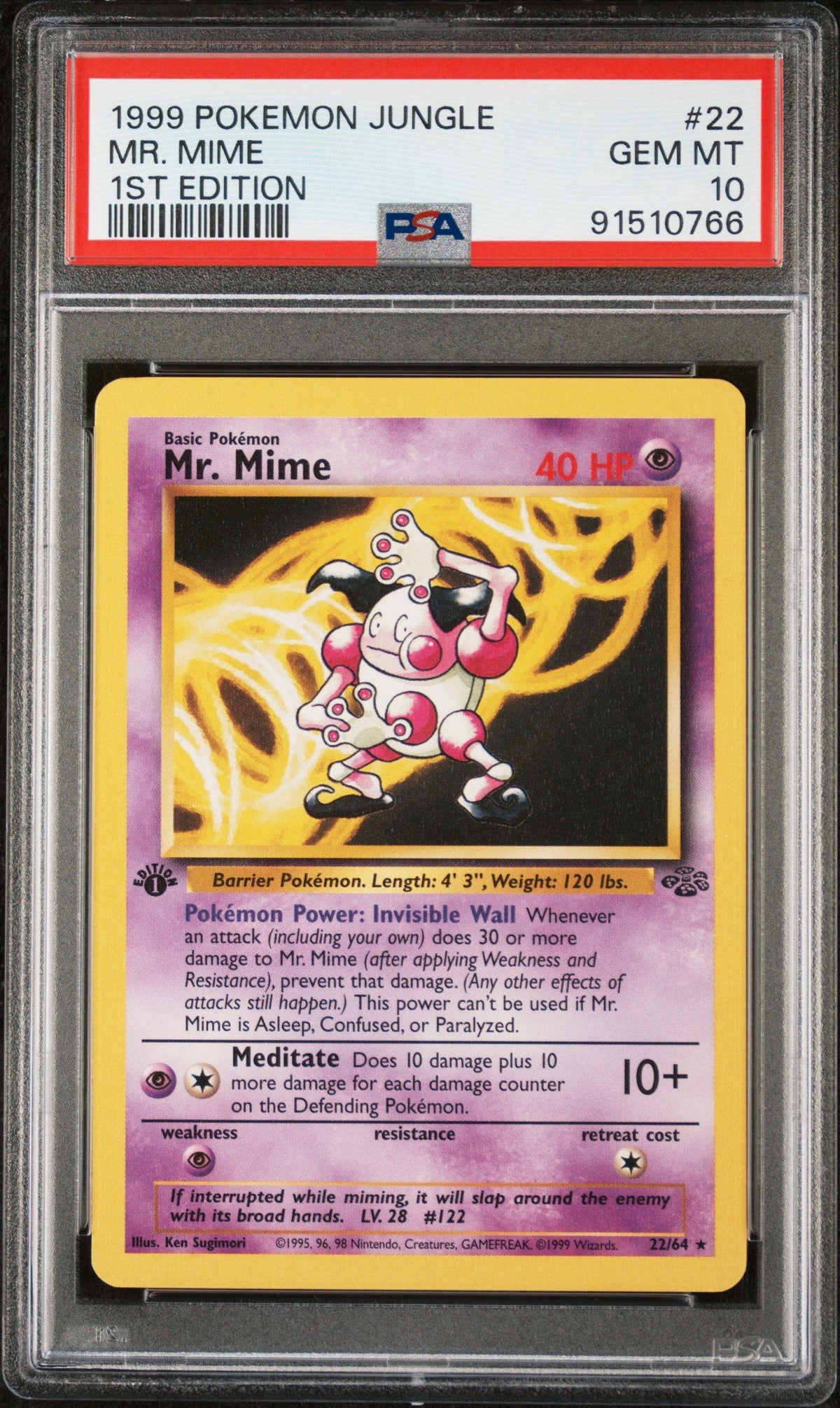 1999 Pokemon Jungle Mr. Mime 1st Edition PSA 10