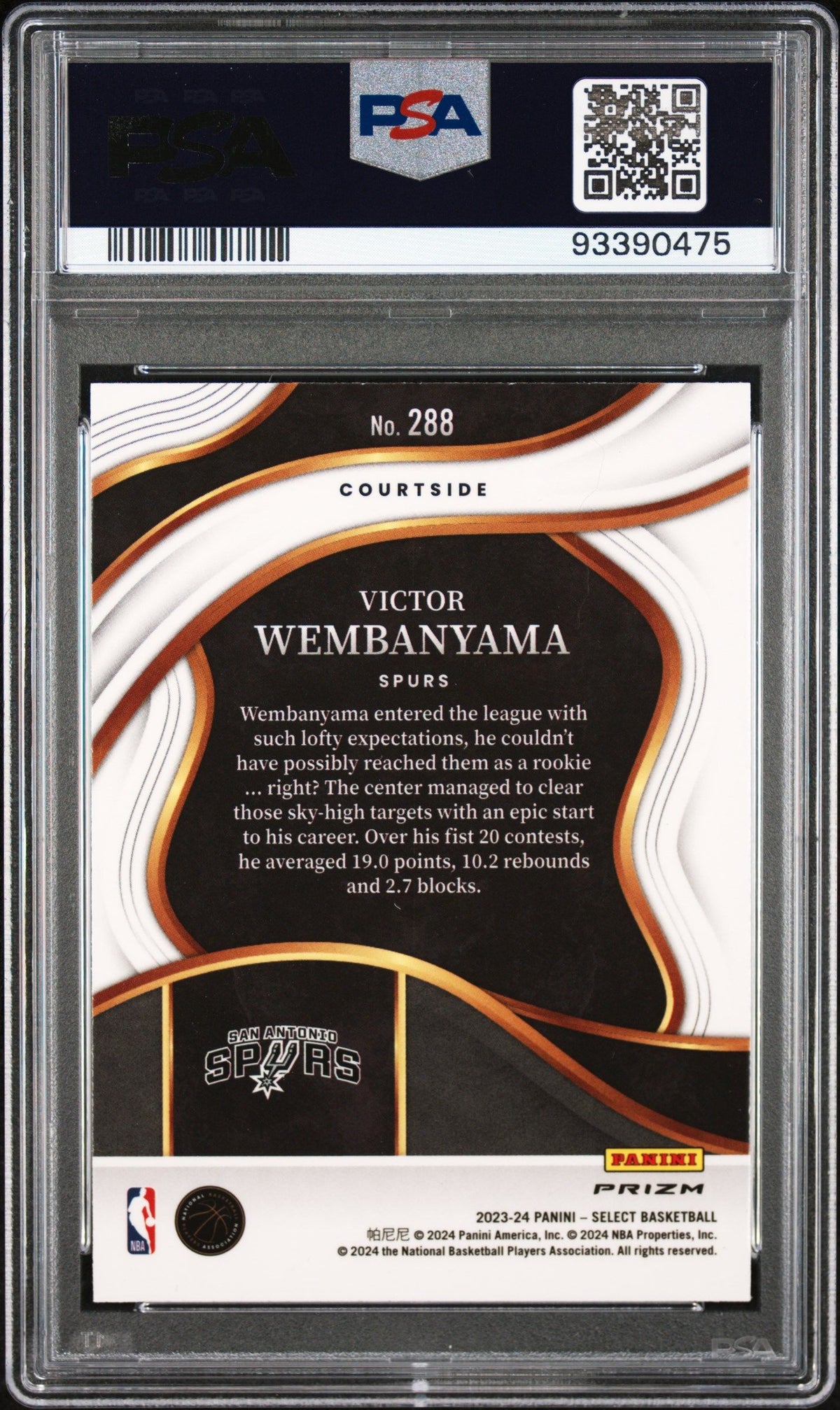 2023 Panini Select #288 Victor Wembanyama Blue Cracked Ice PSA 9