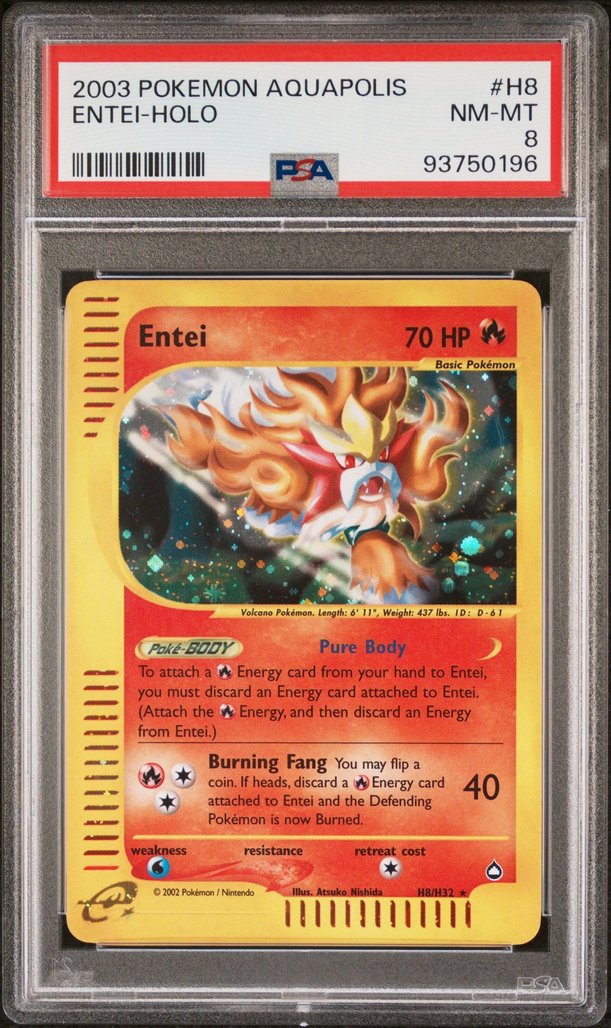 2003 Pokemon Aquapolis Entei-Holo PSA 8