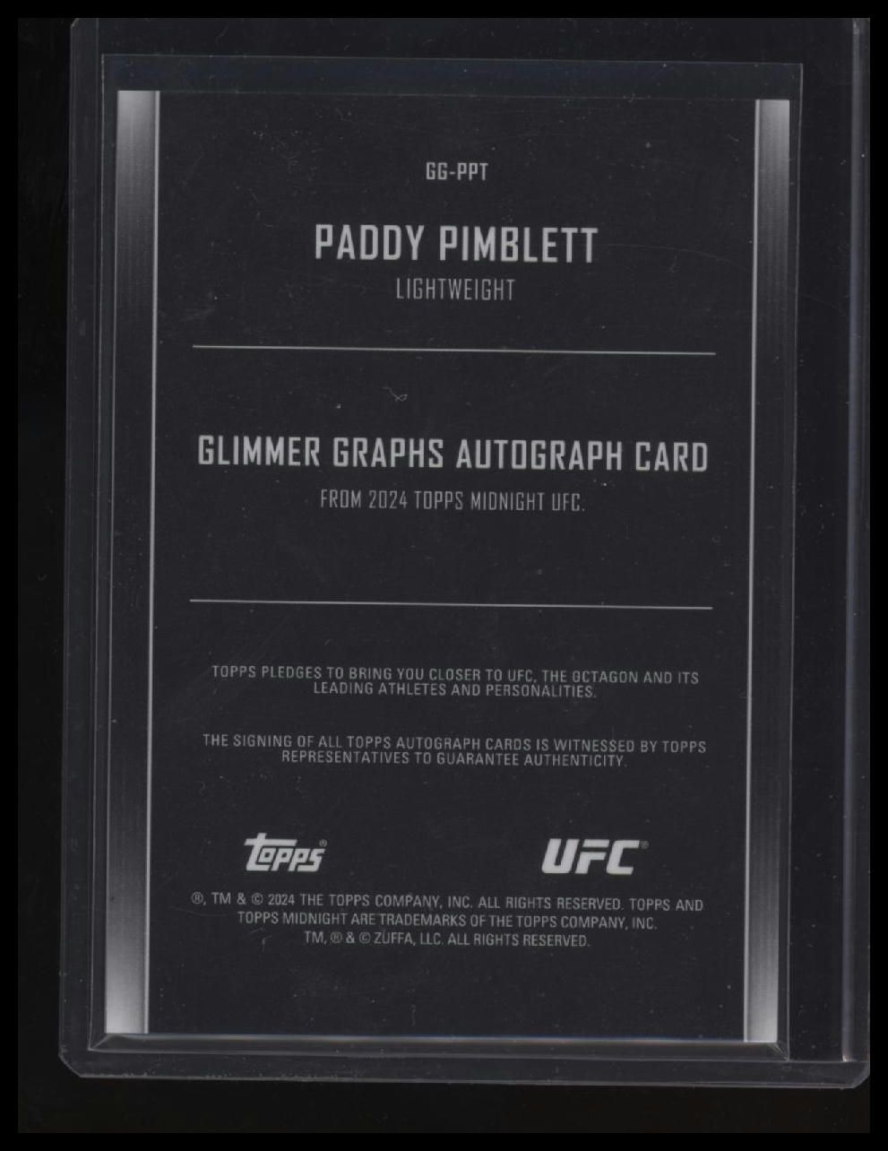 2024 Topps Midnight UFC Paddy Pimblett Glimmer Graphs Moonrise #/25