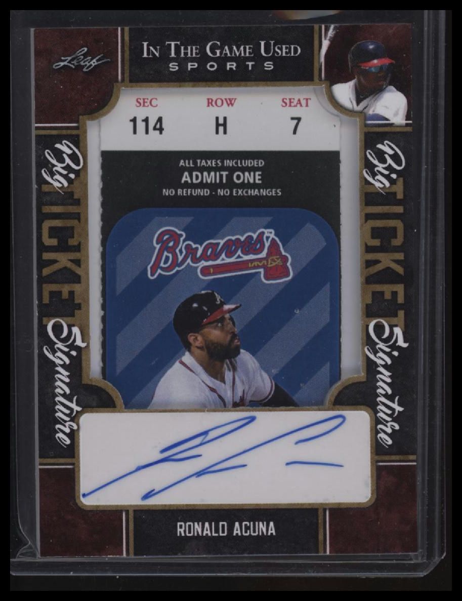 2022 Leaf In The Game Used Sports Ronald Acuna Big Ticket Signatures