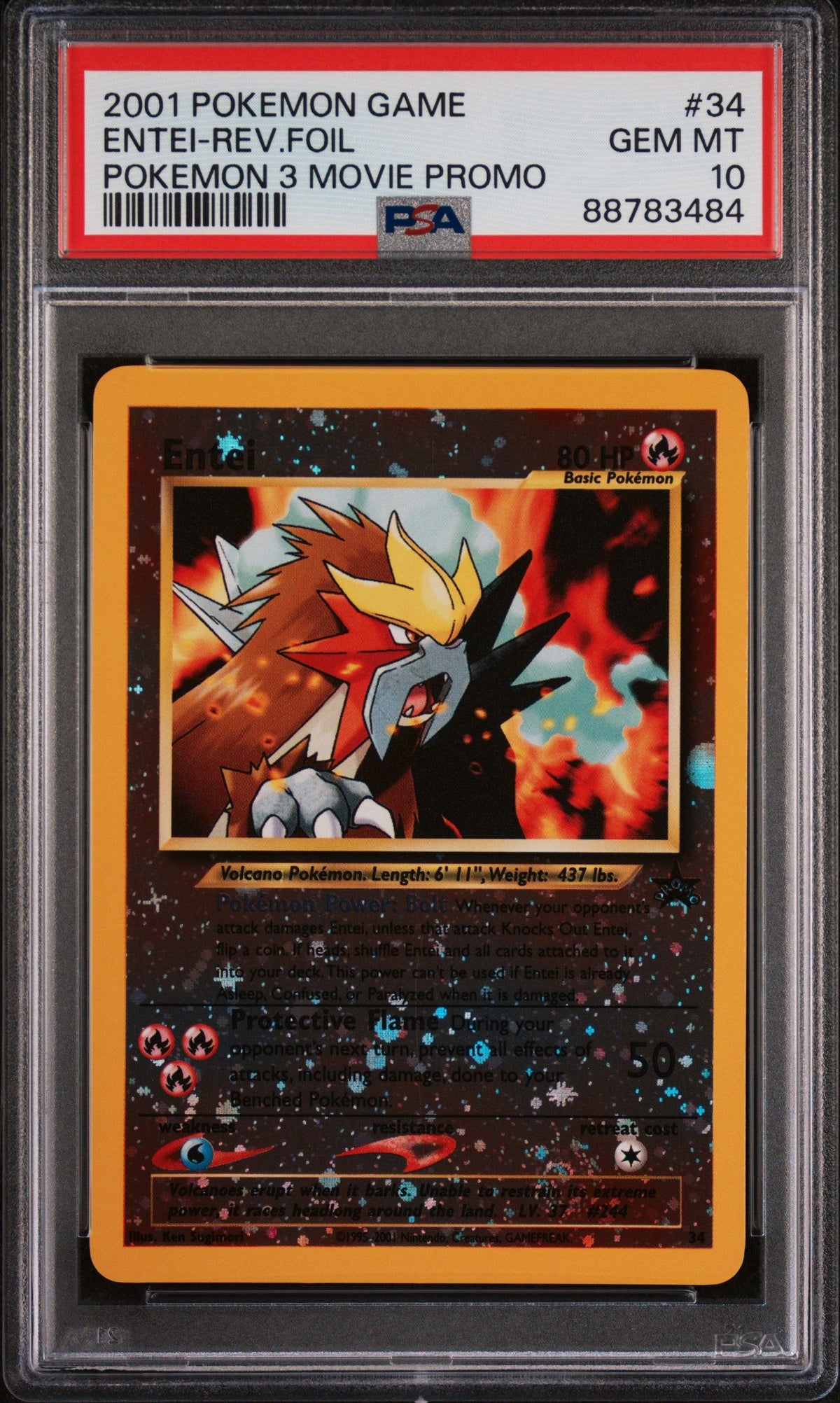 2001 Pokemon Game Movie Entei-Rev.Foil PSA 10 88783484