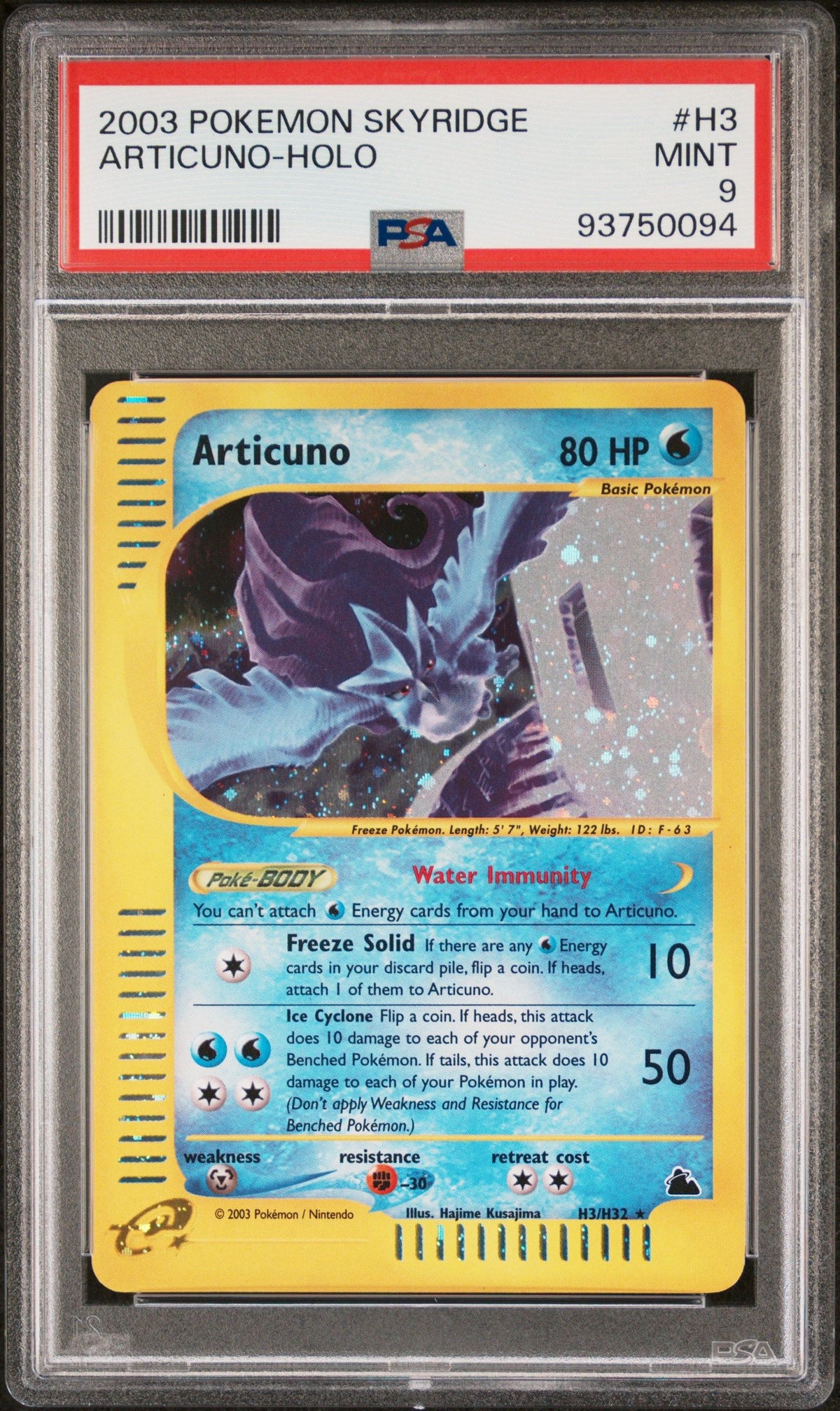 2003 Pokemon Skyridge Articuno-Holo PSA 9