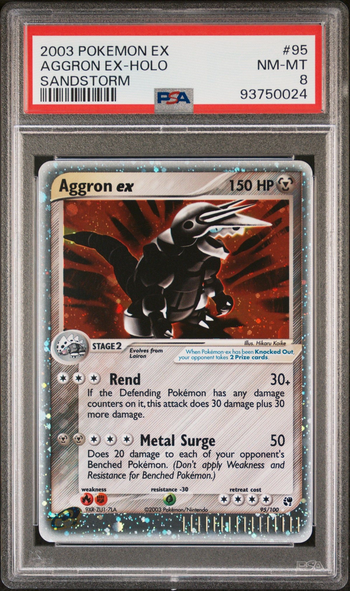 2003 Pokemon Ex Sandstorm Aggron Ex-Holo Sandstorm PSA 8