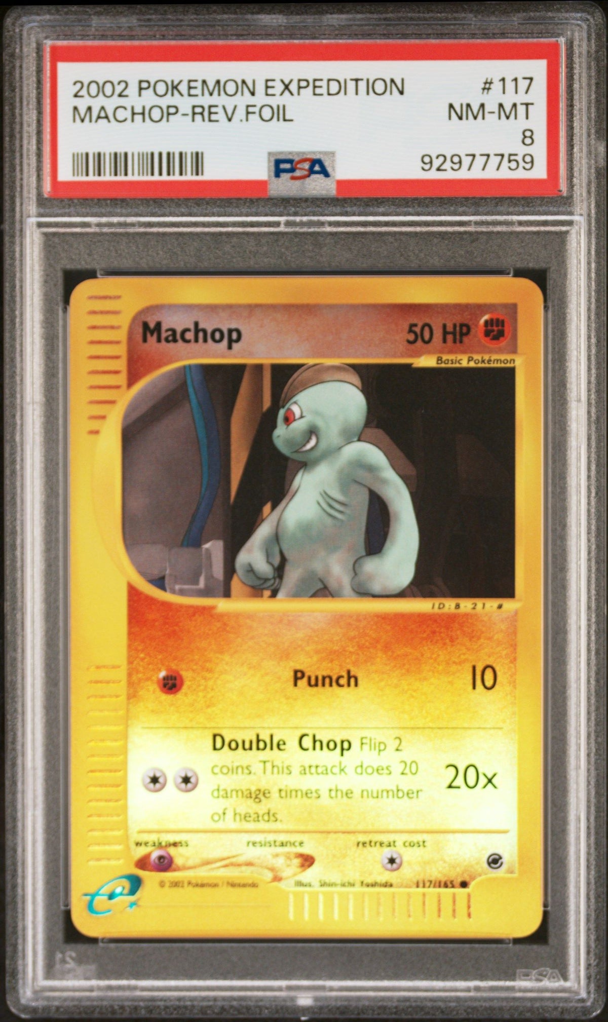 2002 Pokemon Expedition Machop-Rev.Foil PSA 8