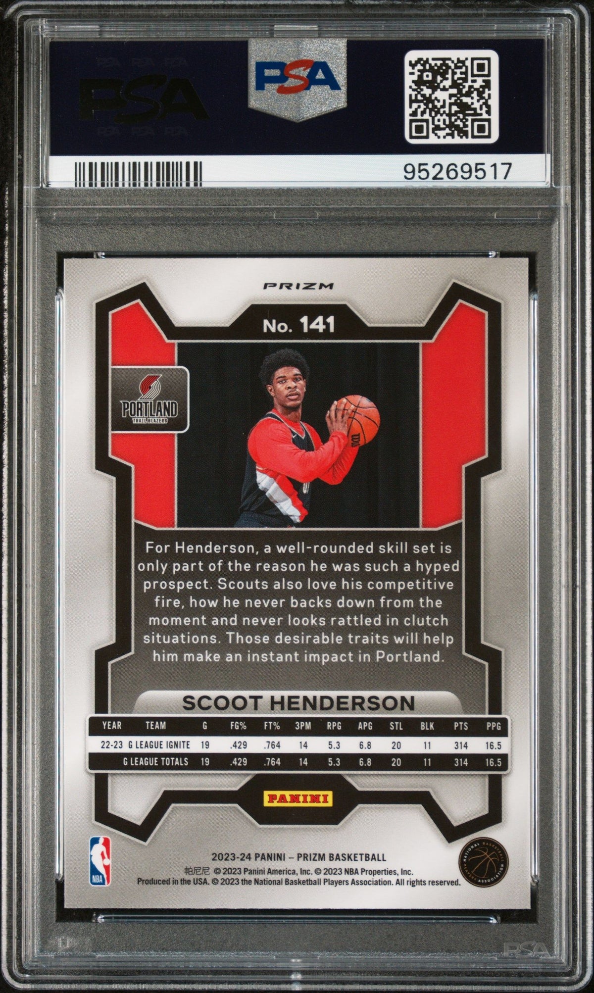 2023 Panini Prizm Scoot Henderson Silver Prizm PSA 9